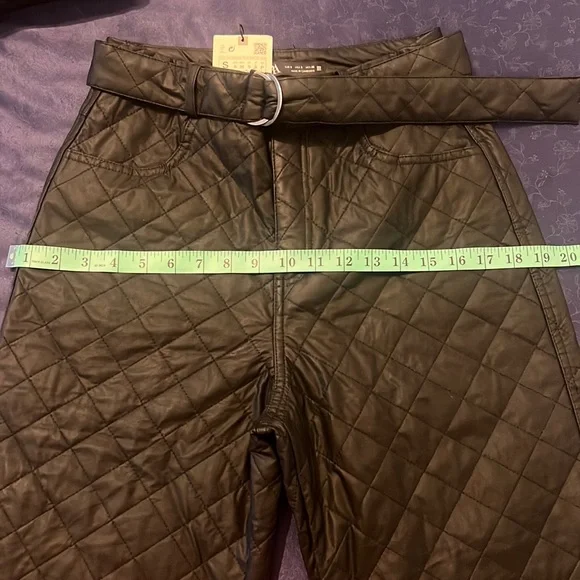 Zara Black Faux Leather Quilted Detail High Waisted Pants Sizes XS,S & M - Picture 8 of 8